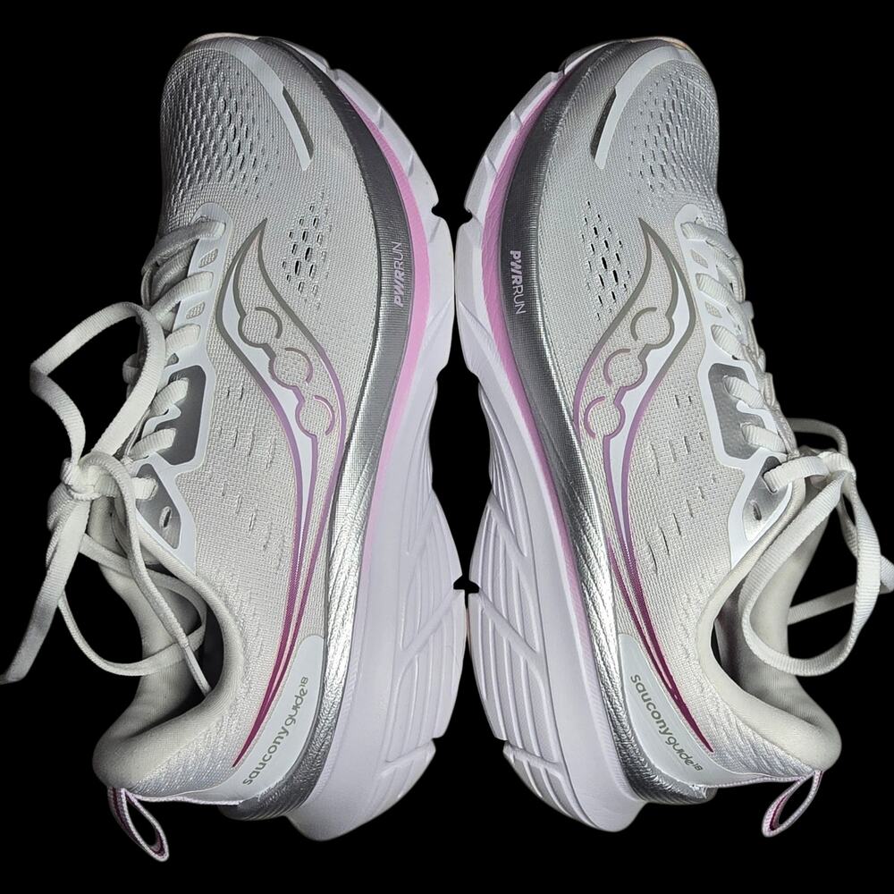Saucony Women's Guide 18 Running Shoes White/Fuscia, Size 10 - Picture 3 of 6